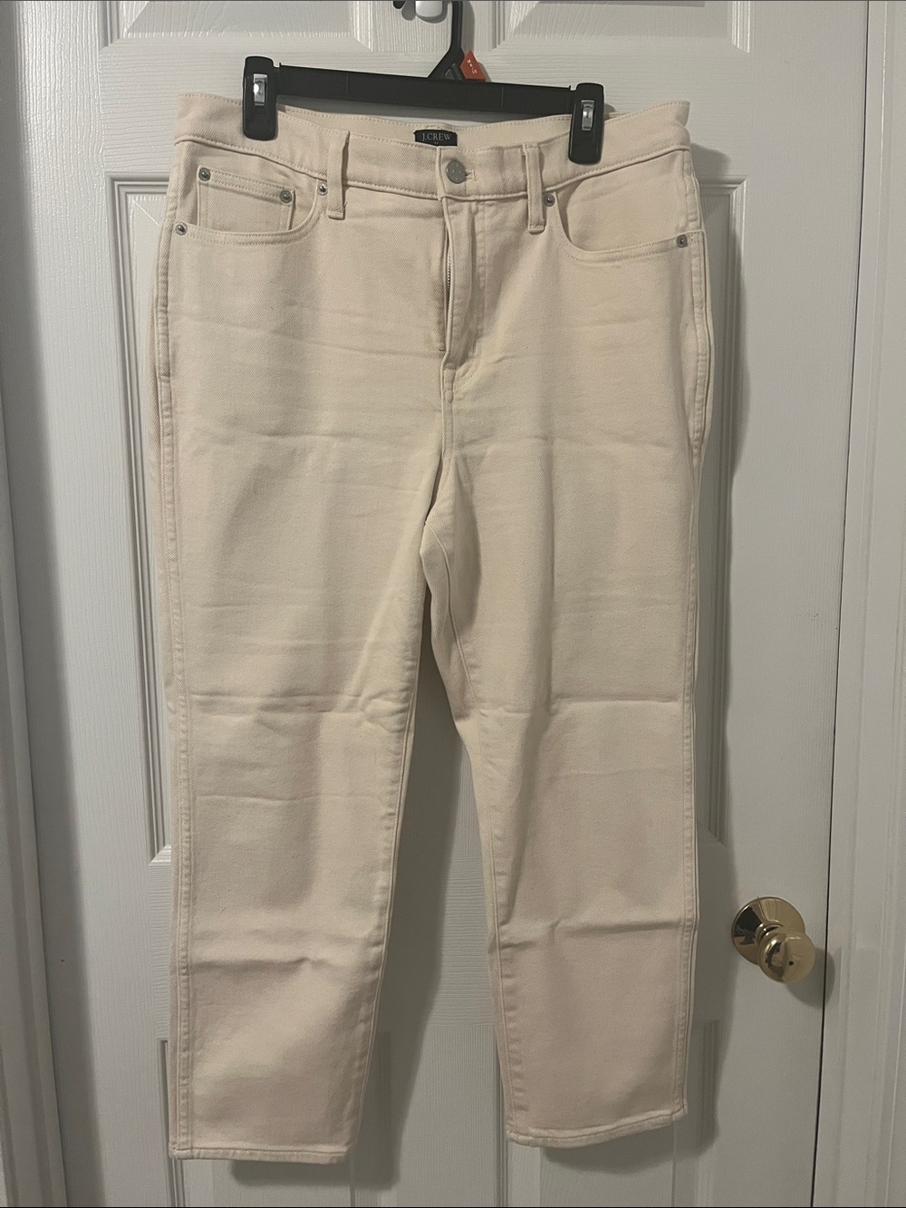J. Crew Cream Cropped Straight Jeans